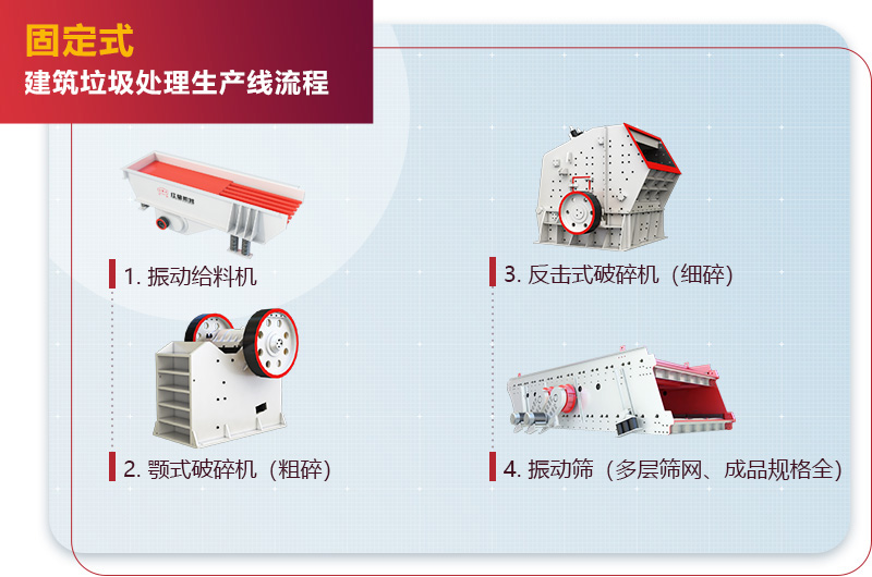 固定式小型建筑垃圾处理生产线工艺流程 固定式小型建筑垃圾处理生产线工艺流程